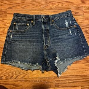 Signature by Levi Strauss Dark Wash Distressed Denim Shorts
